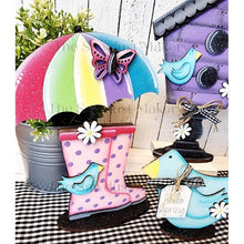 Load image into Gallery viewer, Standing Spring Shelf Sitter SVG | Spring laser cut file | Laser SVG | Glowforge | Birdhouse | Spring Gnome SVG | Mantle svg | Rainboot svg