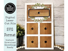 Load image into Gallery viewer, Interchangeable Farmhouse Door Leaning Frame SVG | Laser Cut File | Glowforge | Farmhouse Interchangeable SVG | Seasonal Interchangable svg
