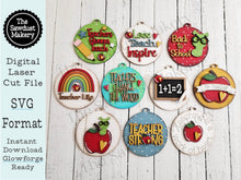 Load image into Gallery viewer, Teacher Ornament Bundle SVG File | Laser Cut File | Car Charm SVG | Ornament | Teacher svg | School SVG | Teacher Ornament Tags