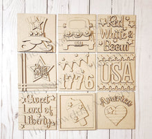 Load image into Gallery viewer, 4th of July Summer Patriotic Laser Cut File | Farmhouse Interchangeable Leaning Sign Bundle File SVG | Glowforge | Farmhouse Signs
