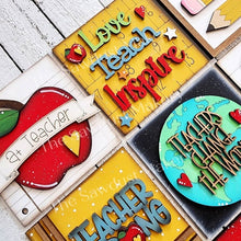 Load image into Gallery viewer, Teacher Appreciation Back to School Laser Cut File | Farmhouse Interchangeable Leaning Sign Bundle File SVG | Glowforge | Farmhouse Signs
