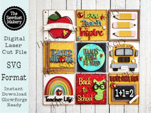 Load image into Gallery viewer, Teacher Appreciation Back to School Laser Cut File | Farmhouse Interchangeable Leaning Sign Bundle File SVG | Glowforge | Farmhouse Signs