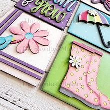 Load image into Gallery viewer, Spring Laser Cut Files | Spring Interchangeable Leaning Sign Bundle File SVG | Glowforge | Spring Tiered Tray SVG | Farmhouse Frame