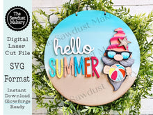 Load image into Gallery viewer, Hello Summer Gnome Door Hanger SVG File | Laser Cut File | Summer Gnome SVG File | Door Hanger svg | Summer svg | Summer Beach svg