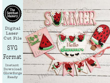 Load image into Gallery viewer, Summer Watermelon Tiered Tray SVG File | Laser Cut File | Glowforge | Watermelon | Ants | Picnic | Summer SVG | Daisy svg