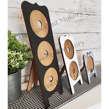 Load image into Gallery viewer, Interchangeable Bistro Board Standing Frame Bundle SVG | Laser Cut File | Glowforge | 3" Round Insert Frame | Seasonal Interchangeable