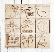 Load image into Gallery viewer, Summer Beach Laser Cut Files | Summer Interchangeable Leaning Sign Bundle File SVG | Glowforge | Summer Tiered Tray SVG | Farmhouse Frame