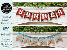 Load image into Gallery viewer, Summer Banner SVG | Laser Cut File | Glowforge | Watermelon SVG | Banner svg | Beach SVG | Summer Svg | Mantle Decor svg