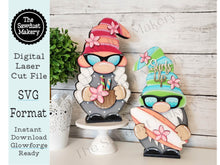 Load image into Gallery viewer, Add-on Interchangeable Gnome SVG File | Summer Add - on | Laser Cut File | Beach Gnome SVG File | SVG | Gnome | Gnome Shelf Sitter