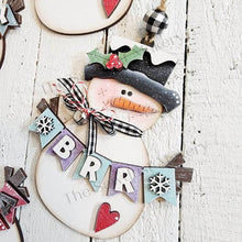 Load image into Gallery viewer, Snowman Banner Christmas Ornament SVG File | Laser Cut File | Christmas Ornament SVG | Snowman Ornament svg | Frosty Ornament svg