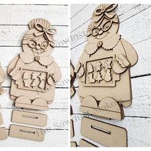 Load image into Gallery viewer, Standing Mrs. Claus Bakery SVG File | Laser Cut File | Mrs. Claus SVG File | Christmas Shelf Sitter | Mrs. Claus Shelf Sitter SVG
