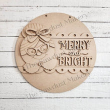 Load image into Gallery viewer, Mrs. Claus Merry and Bright 10.5" Door Hanger SVG File | Laser Cut File | Christmas SVG File | Door Hanger SVG | Santa Claus svg file