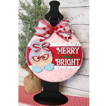 Load image into Gallery viewer, Mrs. Claus Merry and Bright 10.5" Door Hanger SVG File | Laser Cut File | Christmas SVG File | Door Hanger SVG | Santa Claus svg file
