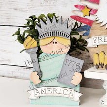 Load image into Gallery viewer, Standing Chunky America Shelf Sitter SVG File | Laser Cut File | Glowforge | USA | America | 4th of July SVG | Patriotic | Freedom