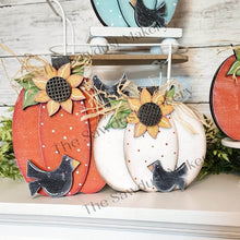 Load image into Gallery viewer, Fall Pumpkin Shelf Sitters SVG File | Laser Cut File | Glowforge | Sunflowers | Pumpkins | Fall Mantle Decor | Fall Pumpkin laser Cut File