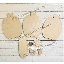 Load image into Gallery viewer, Fall Pumpkin Shelf Sitters SVG File | Laser Cut File | Glowforge | Sunflowers | Pumpkins | Fall Mantle Decor | Fall Pumpkin laser Cut File