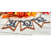 Load image into Gallery viewer, Boo Halloween Banner SVG File | Halloween SVG File | Laser Cut File | Glowforge | Bats | Halloween SVG | Boo Svg | Halloween Banner File