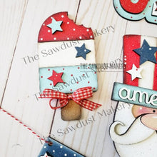 Load image into Gallery viewer, Sweet Land of Liberty Tiered Tray SVG File | Laser Cut File | Glowforge | USA | America | 4th of July | Uncle Sam SVG | Popsicle svg