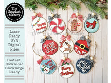 Load image into Gallery viewer, Christmas Ornament Bundle SVG File | Laser Cut File | Christmas Ornament Kit | Ornament SVG | Christmas svg | Snowman | Gingerbread | Santa
