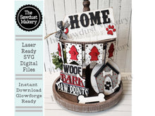 Load image into Gallery viewer, Dog SVG File | Dog Paws | Laser Cut File | Glowforge | Dog Tiered Tray SVG | Dog House | Woof | Bark | Paw Prints | Dog Bones