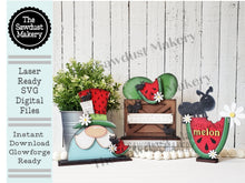 Load image into Gallery viewer, Standing Watermelon SVG File | Laser Cut File | Glowforge | Summer | Watermelon | Summer SVG | Ants| Gnome SVG | Daisies