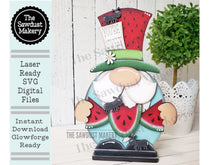 Load image into Gallery viewer, Watermelon Gnome SVG File | Laser Cut File | Standing Watermelon Gnome SVG File | Gnome | Gnome Shelf Sitter | Summer Gnome | Ants