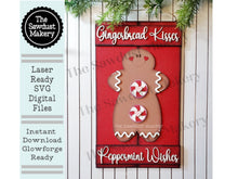 Load image into Gallery viewer, Gingerbread Kisses Pallet Sign Door Hanger SVG File | Laser Cut File | Gingerbread SVG File | Door Hanger svg | Peppermint | Christmas SVG