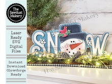Load image into Gallery viewer, Snow Standing Snowman Shelf Sitter SVG | Snowman laser cut file Let it Snow | Glowforge | Snowman | Snowbird | Cardinal | Winter SVG