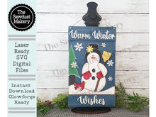 Load image into Gallery viewer, Snowman Pallet Sign Door Hanger SVG File | Laser Cut File | Snowman SVG File | Door Hanger svg | WinterSVG | Snowflake | Winter Wishes
