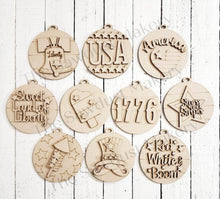 Load image into Gallery viewer, Patriotic USA Ornament SVG Laser File | 4th of July Laser Cut Files | Laser Ornament svg | Glowforge | USA Ornaments | 4th of July Laser