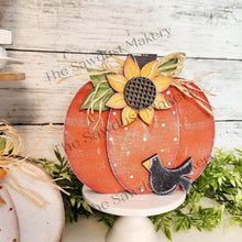 Load image into Gallery viewer, Fall Pumpkin Shelf Sitters SVG File | Laser Cut File | Glowforge | Sunflowers | Pumpkins | Fall Mantle Decor | Fall Pumpkin laser Cut File