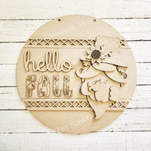 Load image into Gallery viewer, Hello Fall Scarecrow Gnome Door Hanger | Fall | Door Hanger | SVG File | Laser Cut File | Glowforge | Gnome SVG | Fall SVG