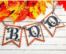Load image into Gallery viewer, Boo Halloween Banner SVG File | Halloween SVG File | Laser Cut File | Glowforge | Bats | Halloween SVG | Boo Svg | Halloween Banner File