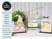 Load image into Gallery viewer, Standing Lemonade SVG File | Laser Cut File | Glowforge | Summer | Lemon Tiered Tray | Summer SVG | Lemonade Stand | Gnome SVG | Daisies