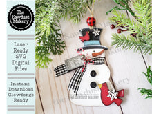 Load image into Gallery viewer, Snowbird Snowman Christmas Ornament SVG File | Laser Cut File | Christmas Tree | Ornament | Snowman Ornament svg | Christmas Ornament