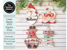 Load image into Gallery viewer, North Pole Ornament Bundle SVG File | Laser Cut File | Christmas Ornament Kit | Ornament SVG | Reindeer | Gingerbread | Santa | Mrs. Claus