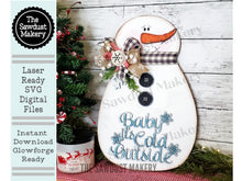Load image into Gallery viewer, Snowman Door Hanger SVG | Snowman laser cut file Let it Snow | Glowforge | Snowman Door Hanger | Let it Snow SVG | Baby it's Cold Outside