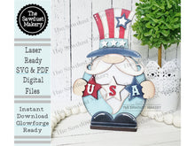 Load image into Gallery viewer, Uncle Sam Gnome SVG File | Laser Cut File | Standing Uncle Sam Gnome SVG File | Gnome | Gnome Shelf Sitter | USA | 4th of July