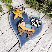 Load image into Gallery viewer, Nativity Heart Christmas Ornament SVG File | Laser Cut File | Christmas Ornament Kit | Ornament SVG | Nativity SVG