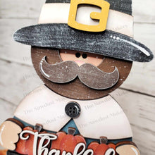 Load image into Gallery viewer, Standing Pilgrim Boy SVG File | Laser Cut File | Thanksgiving Pilgrim SVG File | Pilgrim Shelf Sitter | Fall | Thanksgiving | Pumpkin