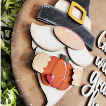 Load image into Gallery viewer, Give Thanks Thanksgiving Gnome Door Hanger | Fall | Door Hanger | SVG File | Laser Cut File | Glowforge | Gnome SVG | Fall SVG