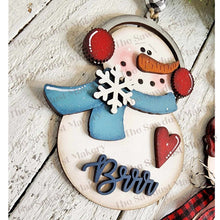 Load image into Gallery viewer, Winter Snowmen Christmas Ornaments SVG File | Laser Cut File | Christmas Ornament SVG | Snowman Ornament svg | Snowmen