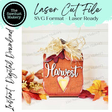 Load image into Gallery viewer, Harvest Pumpkin Votive Shelf Sitter SVG File | Laser Cut File | SVG | Fall svg | Votive Candles | Autumn SVG
