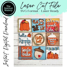 Load image into Gallery viewer, Fall Hello Pumpkin Laser Cut File | Farmhouse Interchangeable Leaning Sign Bundle File SVG | Glowforge | Farmhouse Signs