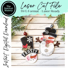 Load image into Gallery viewer, Snowman Frosty Let it Snow Christmas Ornament SVG File | Laser Cut File | Christmas Ornament SVG | Snowman Ornament svg | Let it Snow