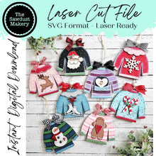 Load image into Gallery viewer, Christmas Sweater Ornament Gift Card Holder Laser Cut SVG File | Christmas Ornaments | Laser SVG File | Glowforge | Gift Tag SVG