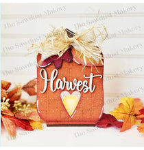 Load image into Gallery viewer, Harvest Pumpkin Votive Shelf Sitter SVG File | Laser Cut File | SVG | Fall svg | Votive Candles | Autumn SVG