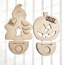 Load image into Gallery viewer, Halloween Votive Shelf Sitters SVG File | Laser Cut File | Halloween SVG | Ghost svg | Votive Candles | Jack O'Lantern SVG