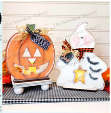 Load image into Gallery viewer, Halloween Votive Shelf Sitters SVG File | Laser Cut File | Halloween SVG | Ghost svg | Votive Candles | Jack O'Lantern SVG
