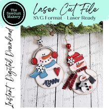 Load image into Gallery viewer, Winter Snowmen Christmas Ornaments SVG File | Laser Cut File | Christmas Ornament SVG | Snowman Ornament svg | Snowmen